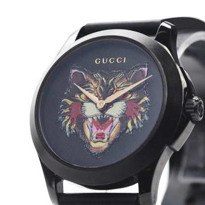 Gucci PVD Stainless Steel Rubber 38mm G-Timeless Angry Cat Quartz Watch Black 7 of 8