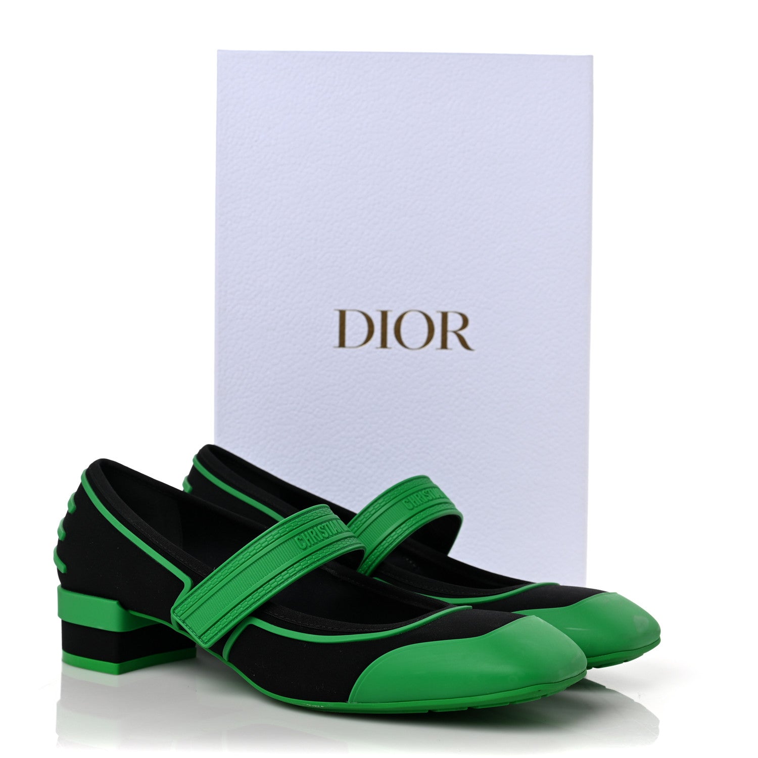 Christian Dior Neoprene Rubber Dior Roller Ballerina Flat 39.5 Black Green 12 of 12