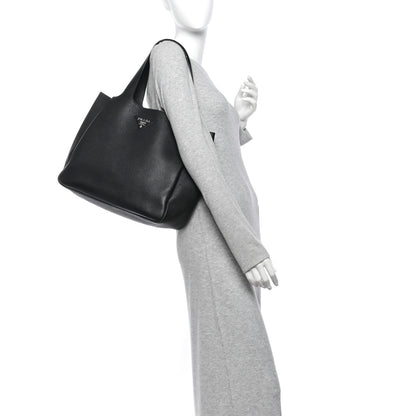 Prada Vitello Daino Soft Medium Dynamique Tote Black 2 of 10