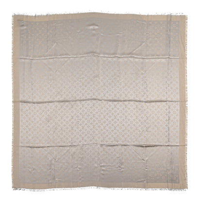 Louis Vuitton Silk Lurex Wool Monogram Shine Shawl Greige 1 of 3