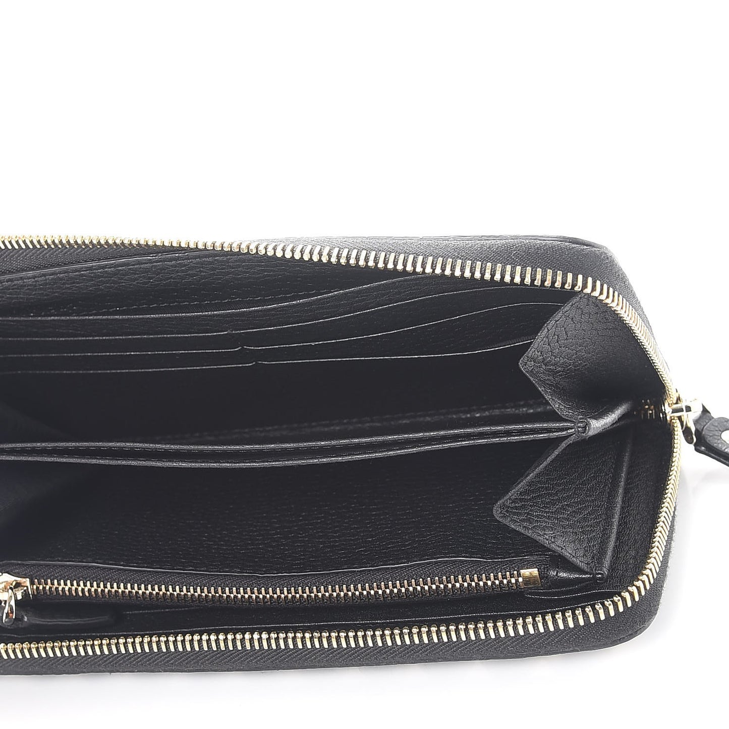 Pebbled Calfskin Rockstud Zip Around Wallet Black