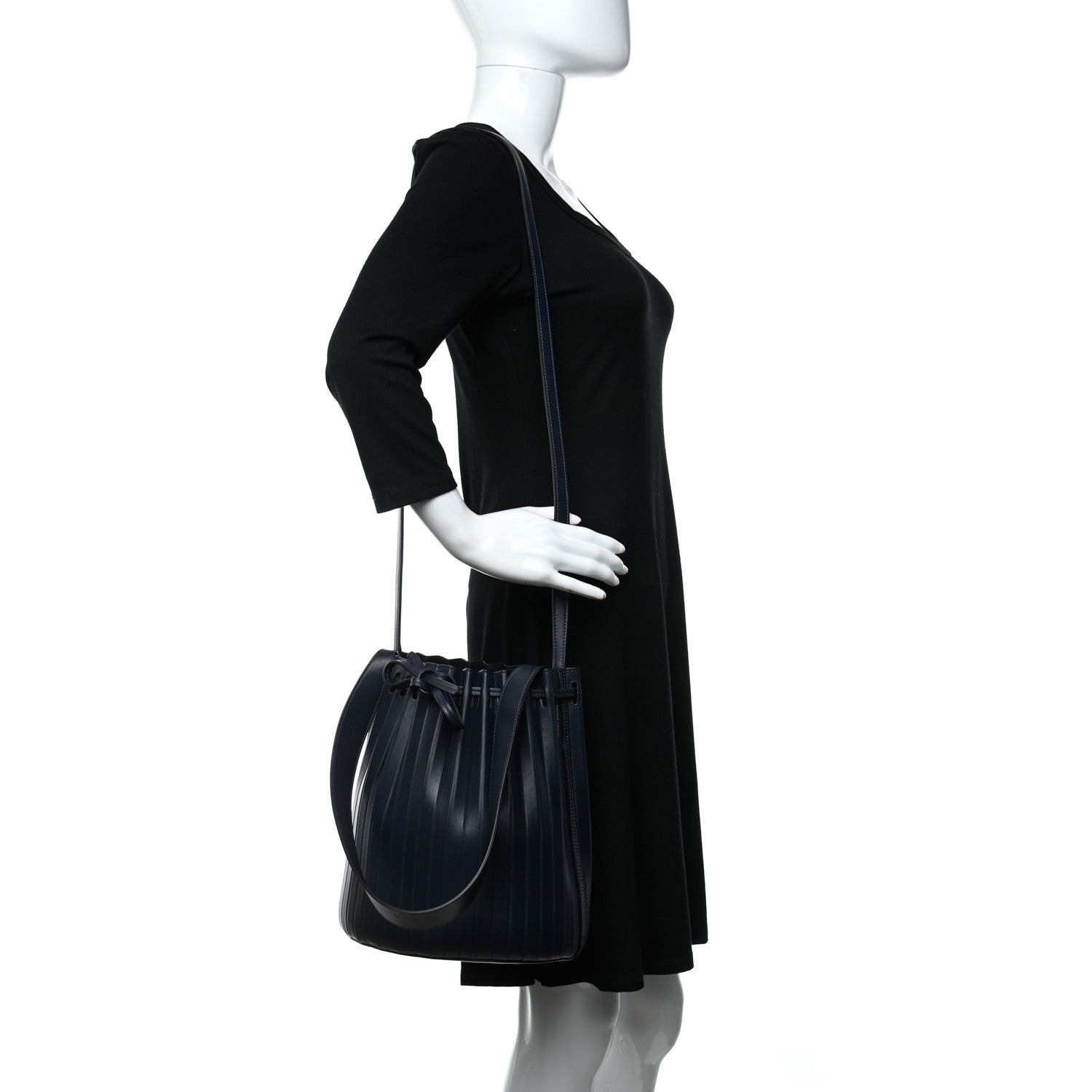 Mansur Gavriel Vegetable Tanned Calfskin Pleated Bucket Bag Blu 2 of 14