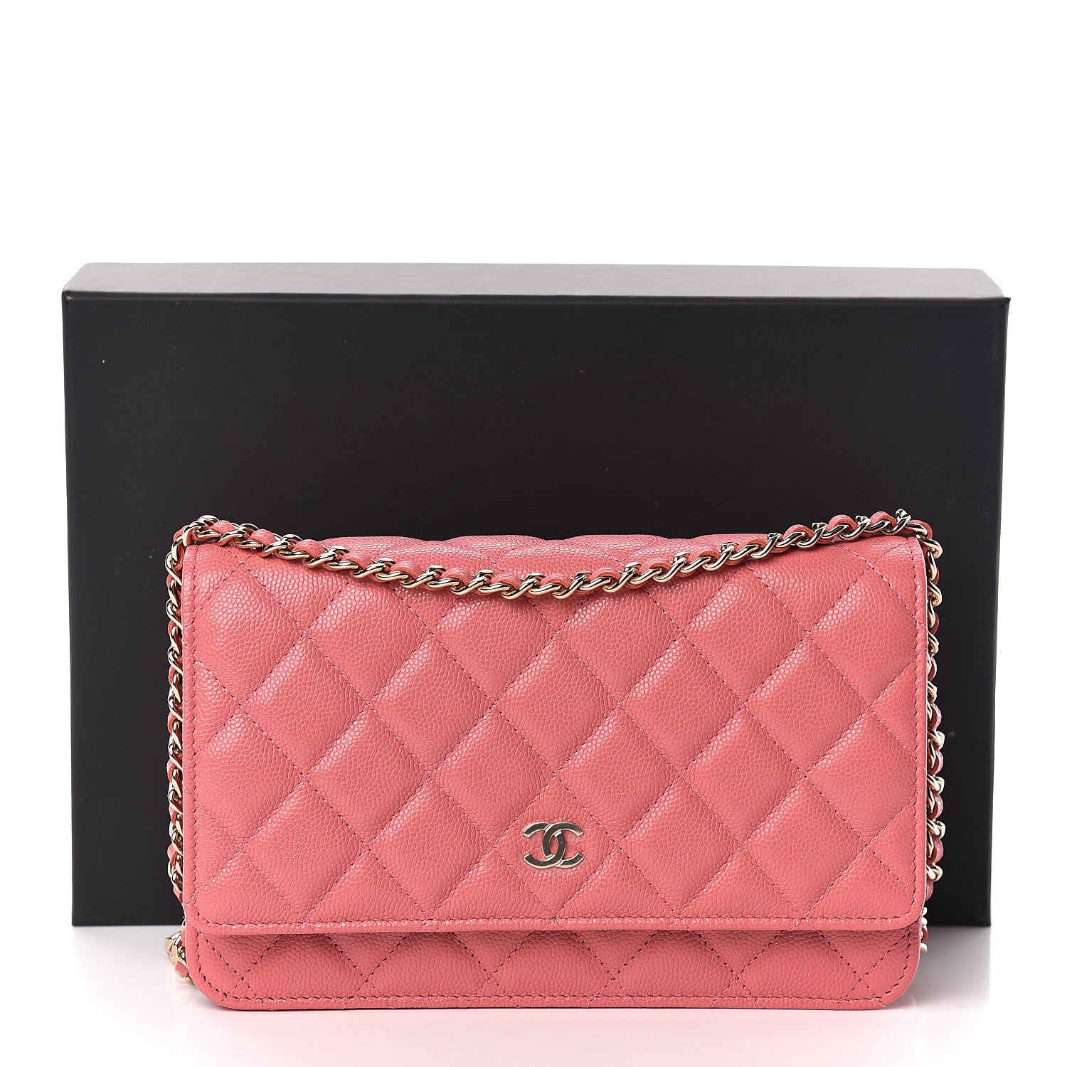 Chanel Caviar Quilted Wallet on Chain WOC Pink 12 of 12