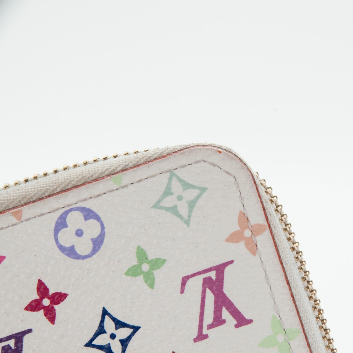 Louis Vuitton Monogram Multicolor Zippy Coin Purse Wallet White Litchi 9 of 11