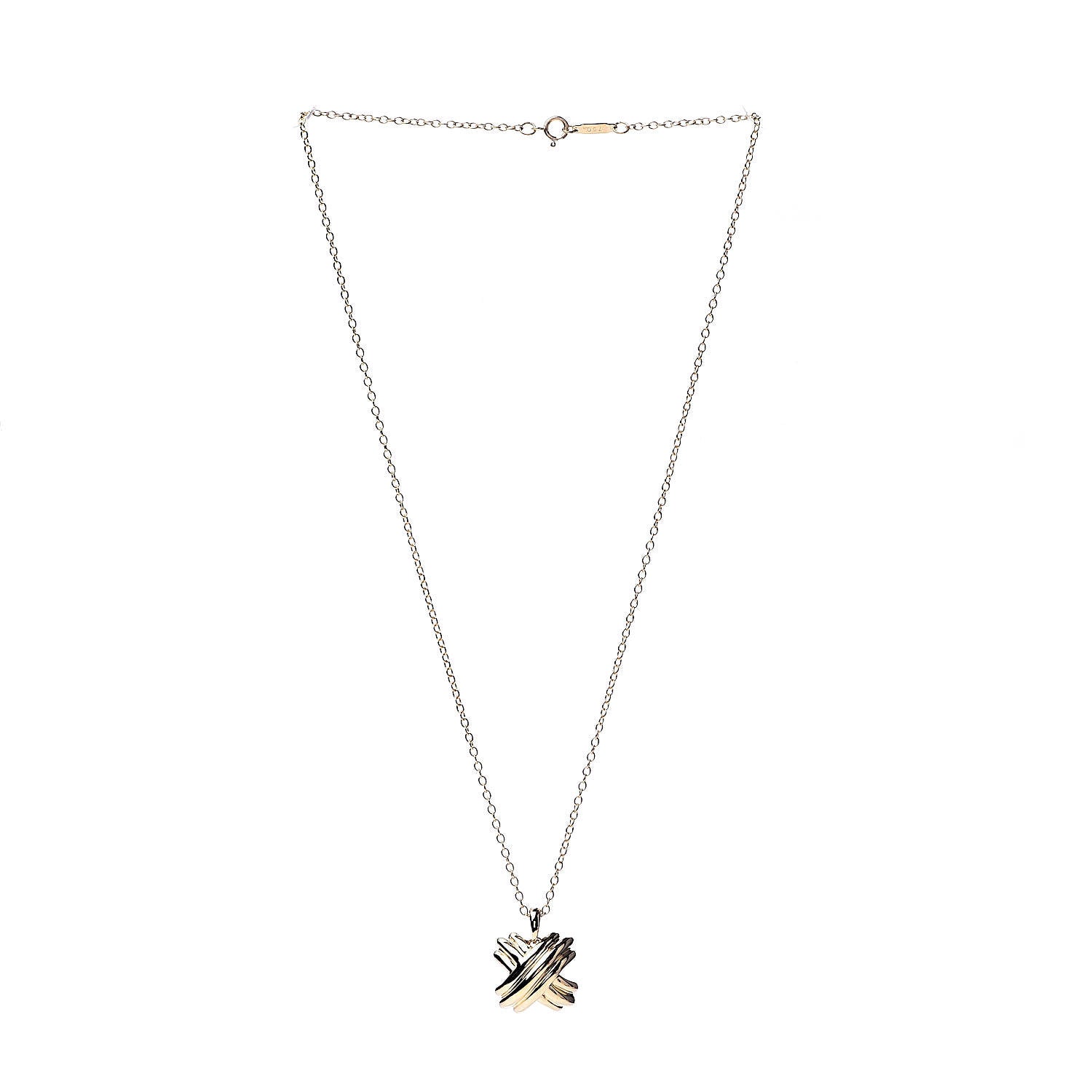 Tiffany 18K Yellow Gold Signature X Pendant Necklace 3 of 7