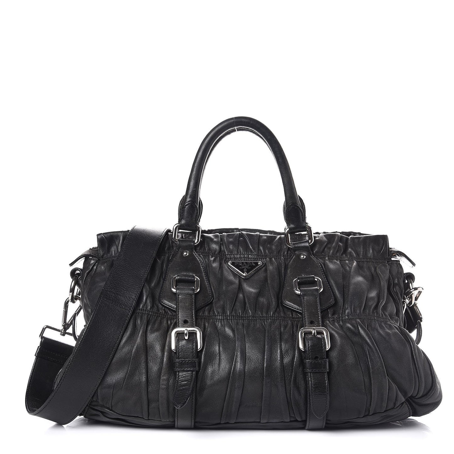 Nappa Gaufre Shopping Satchel Black
