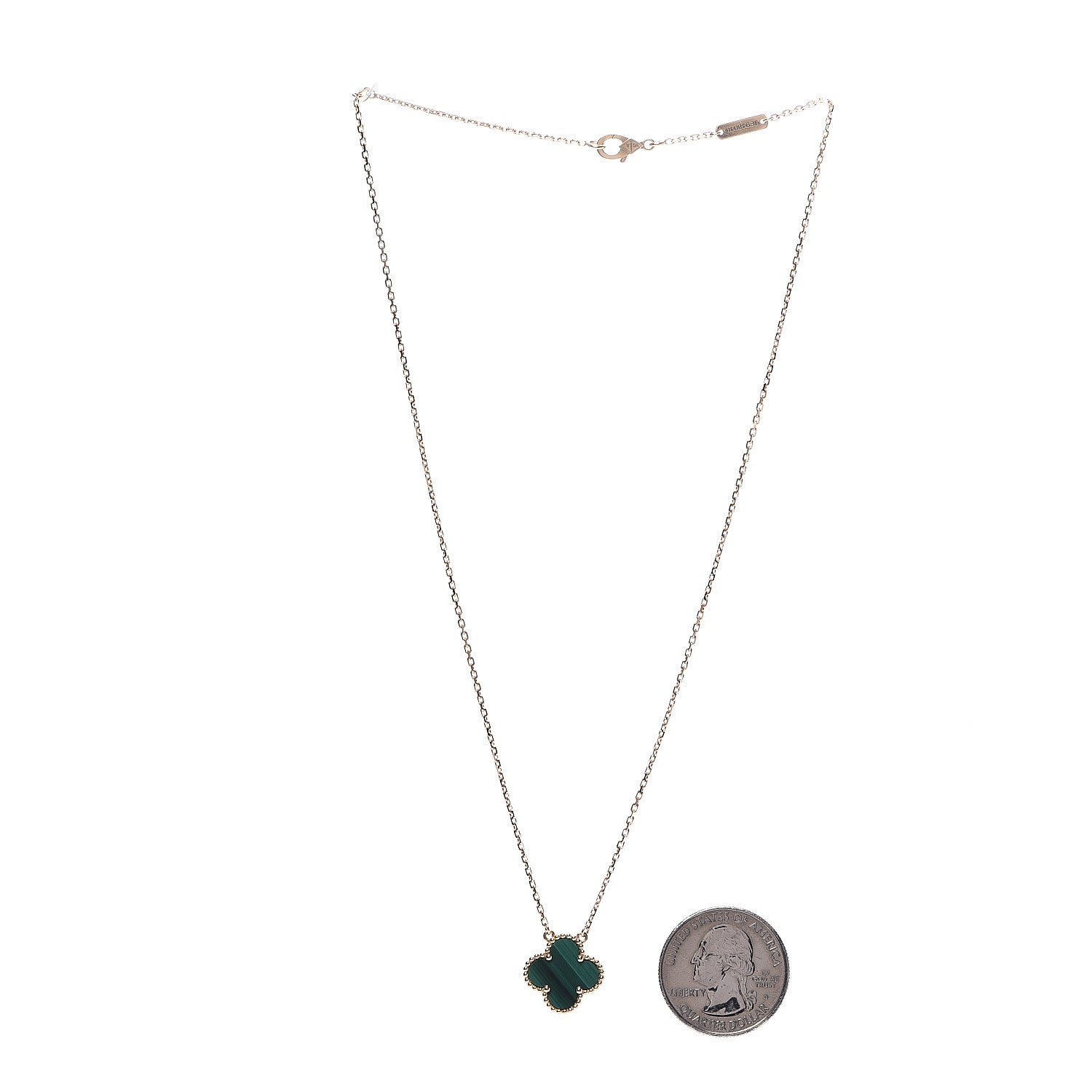 Van Cleef & Arpels 18K Yellow Gold Malachite Vintage Alhambra Pendant Necklace 2 of 6