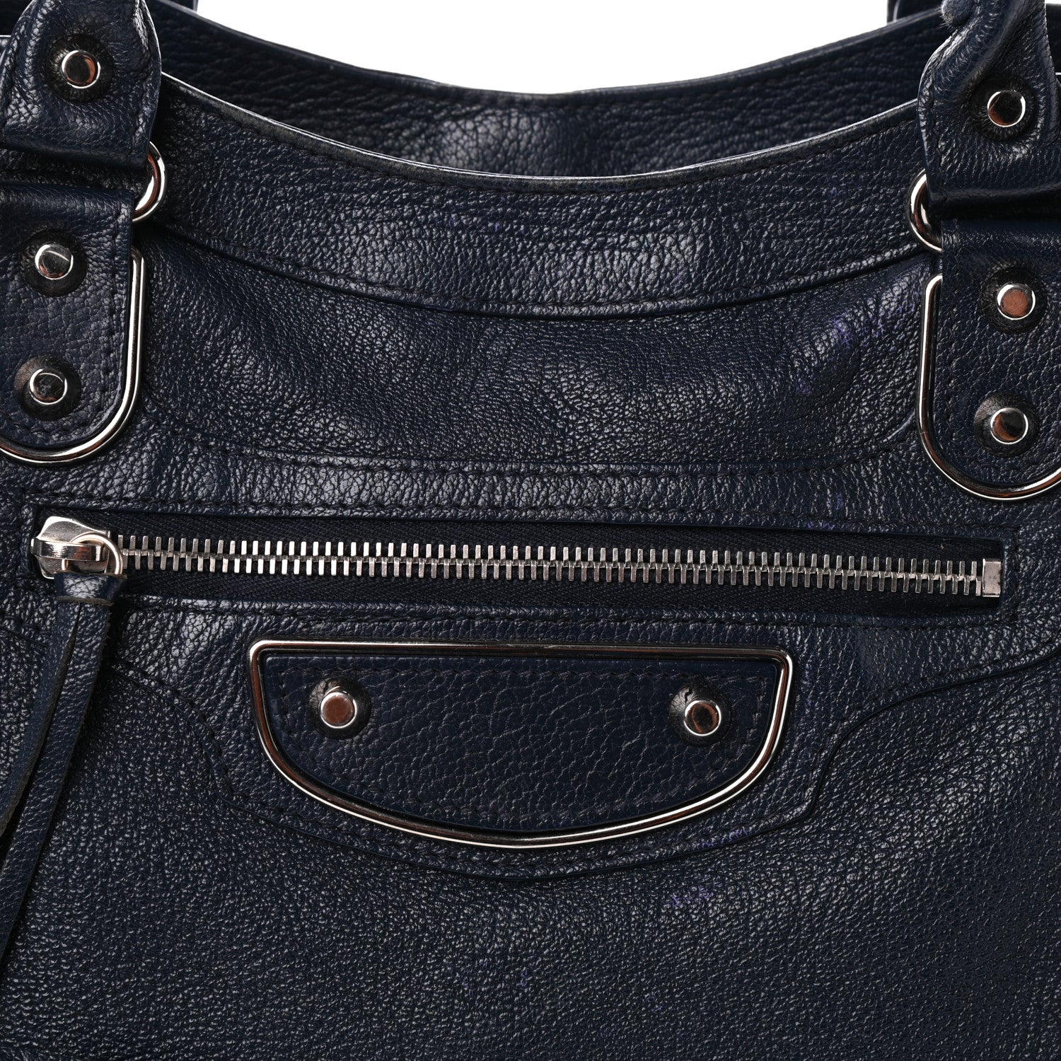 Balenciaga Chevre Silver Metallic Edge Hardware Velo Bleu Nuit Dark Sea 10 of 12