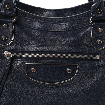 Balenciaga Chevre Silver Metallic Edge Hardware Velo Bleu Nuit Dark Sea 10 of 12