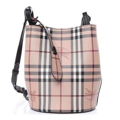Burberry Haymarket Check Colours Small Lorne Bucket Crossbody Black 1 of 9