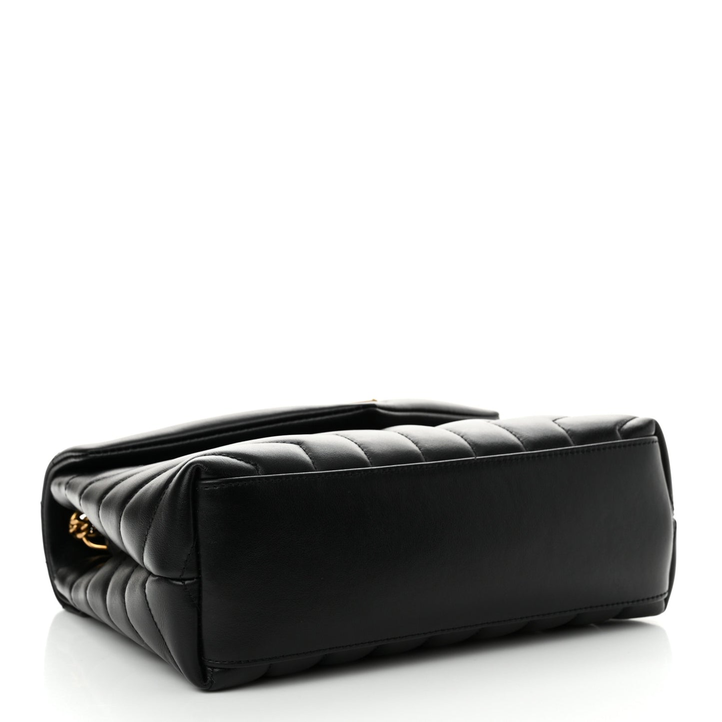 Calfskin Y Quilted Monogram Small Loulou Chain Satchel Black