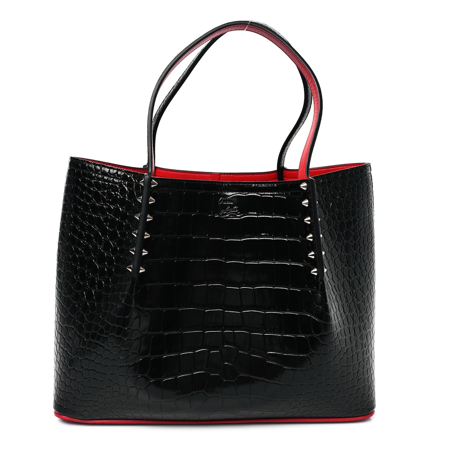 Calfskin Crocodile Embossed Spikes Small Cabarock Black