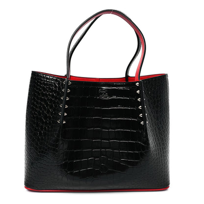 Christian Louboutin Calfskin Crocodile Embossed Spikes Small Cabarock Black 1 of 11