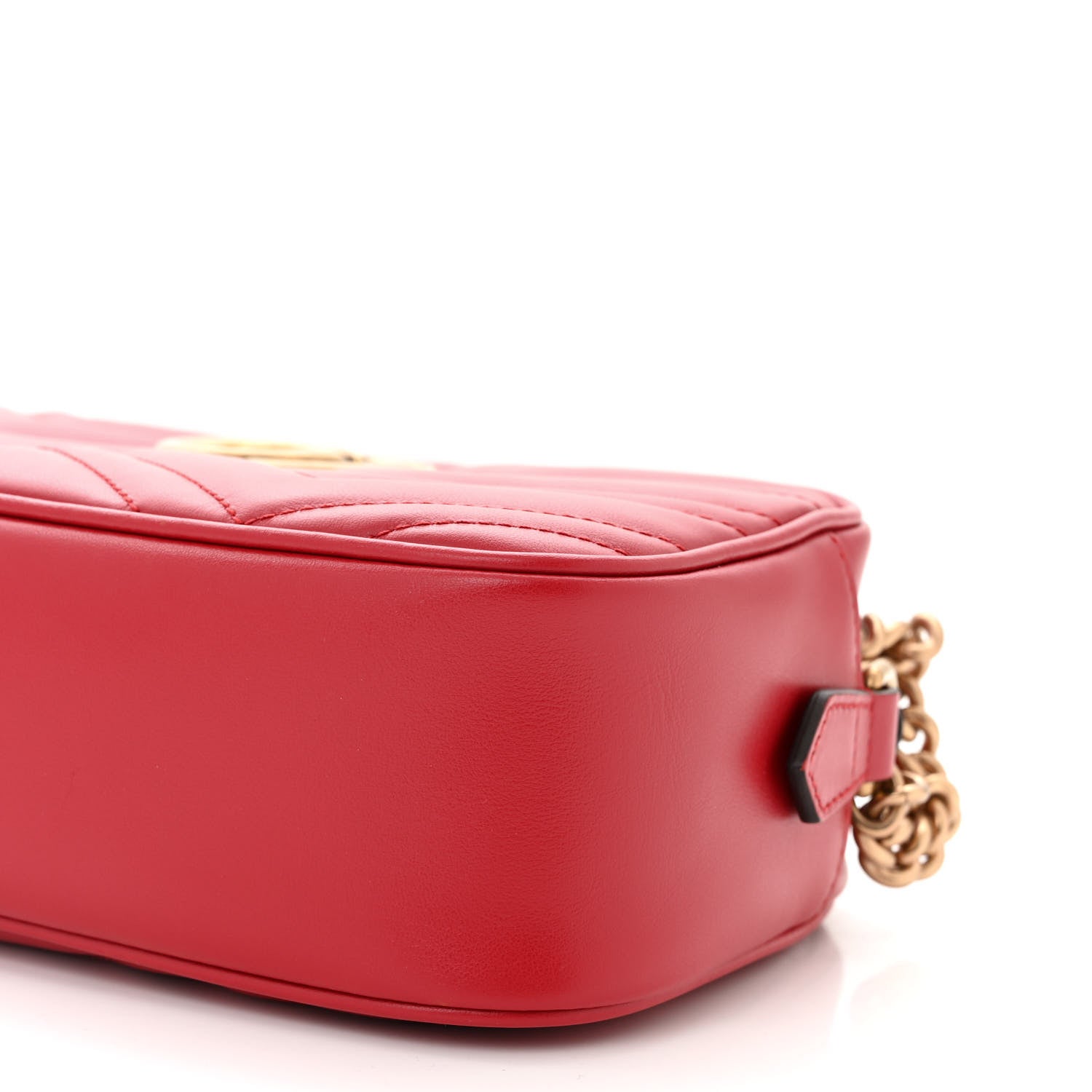 Gucci Calfskin Matelasse Small GG Marmont Chain Shoulder Bag Hibiscus Red 10 of 10