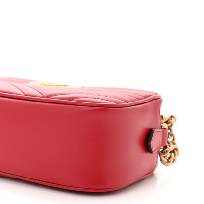 Gucci Calfskin Matelasse Small GG Marmont Chain Shoulder Bag Hibiscus Red 10 of 10