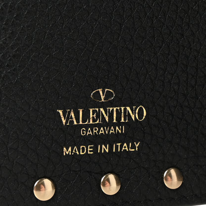 Valentino Garavani Grainy Calfskin Rockstud Coin Purse Card Holder Black 6 of 7