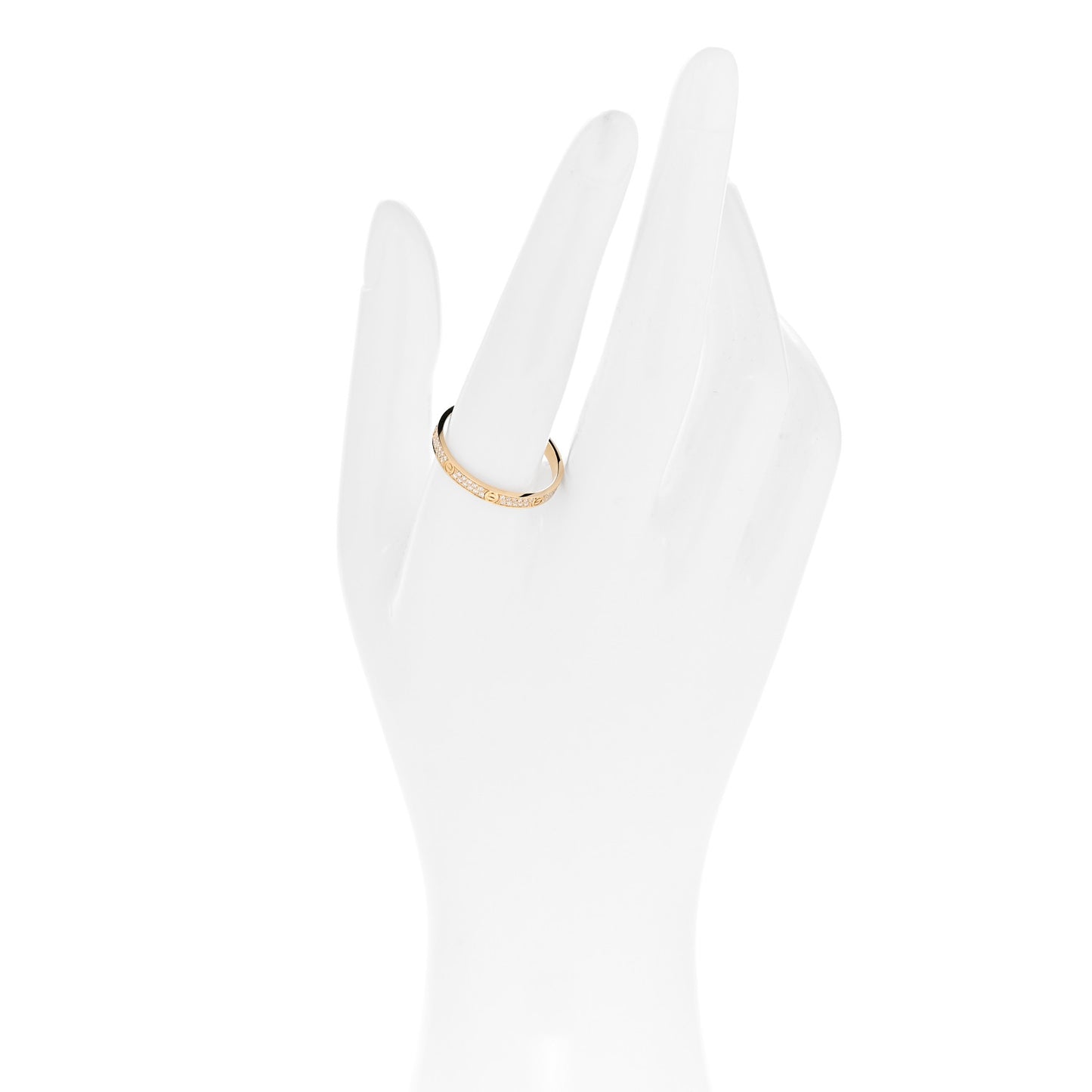 18K Yellow Gold Diamond 2.6mm LOVE Paved Band Ring 62 10