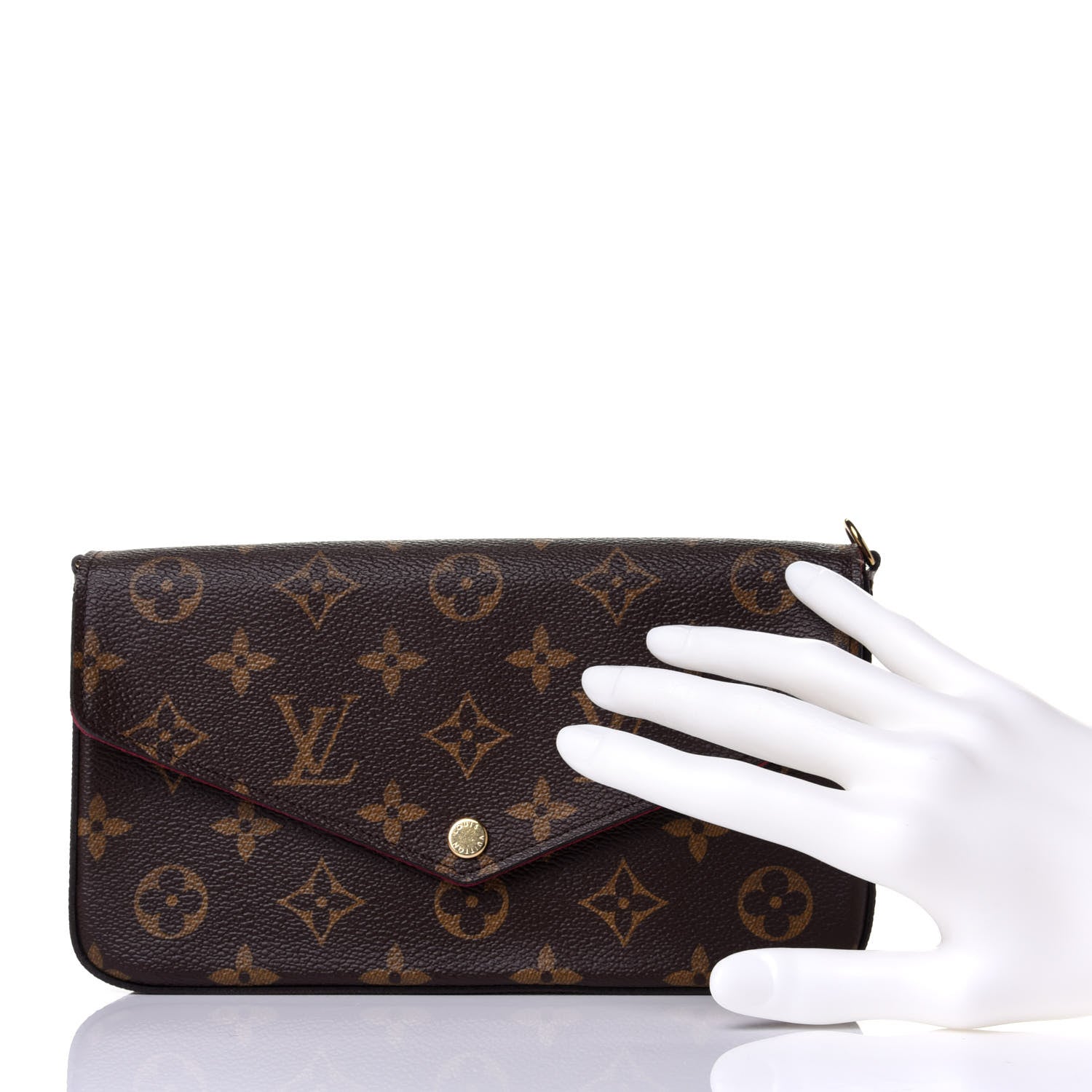 Louis Vuitton Monogram Pochette Felicie Chain Wallet Fuchsia 3 of 18