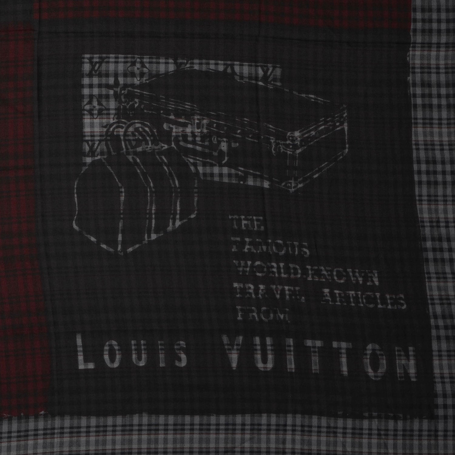 Louis Vuitton Mens Fleece Wool Silk Trunks Shawl Gris Rouge 1 of 4