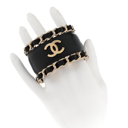 Chanel Lambskin Chain CC Cuff Black Gold 2 of 4