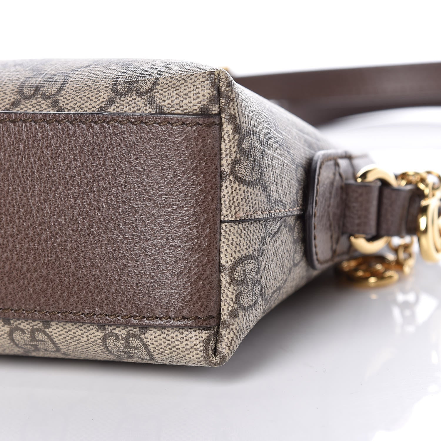 Gucci GG Supreme Monogram Textured Dollar Calfskin Web Small Ophidia Dome Shoulder Bag Beige Ebony New Acero 11 of 11