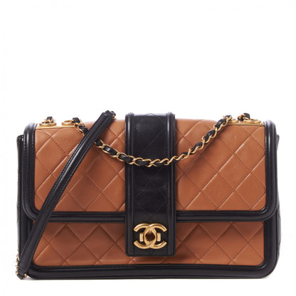 Chanel Lambskin Quilted Large Elegant CC Flap Beige Black 1 of 9