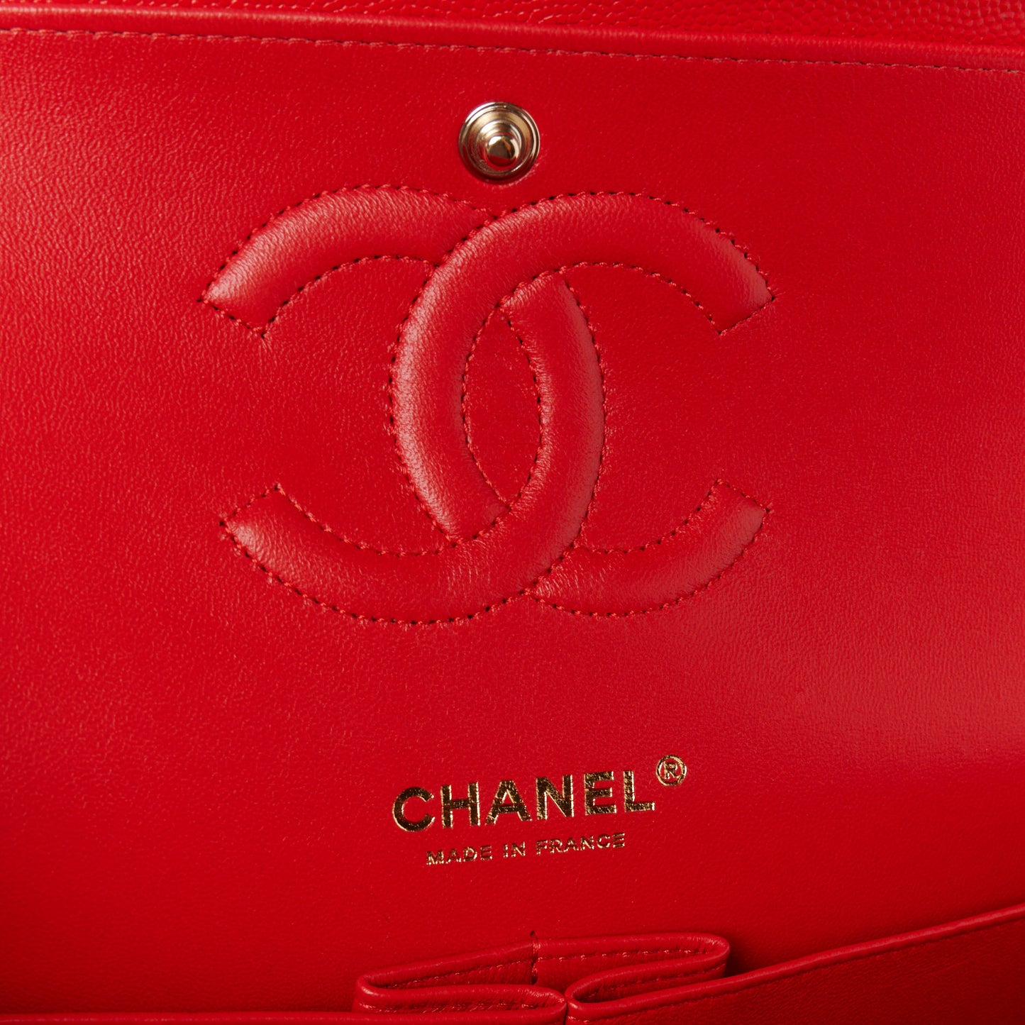 Caviar Quilted Medium Double Flap Red