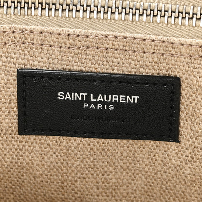 Saint Laurent Linen Calfskin Small Rive Gauche Tote Greggio Natural 5 of 9
