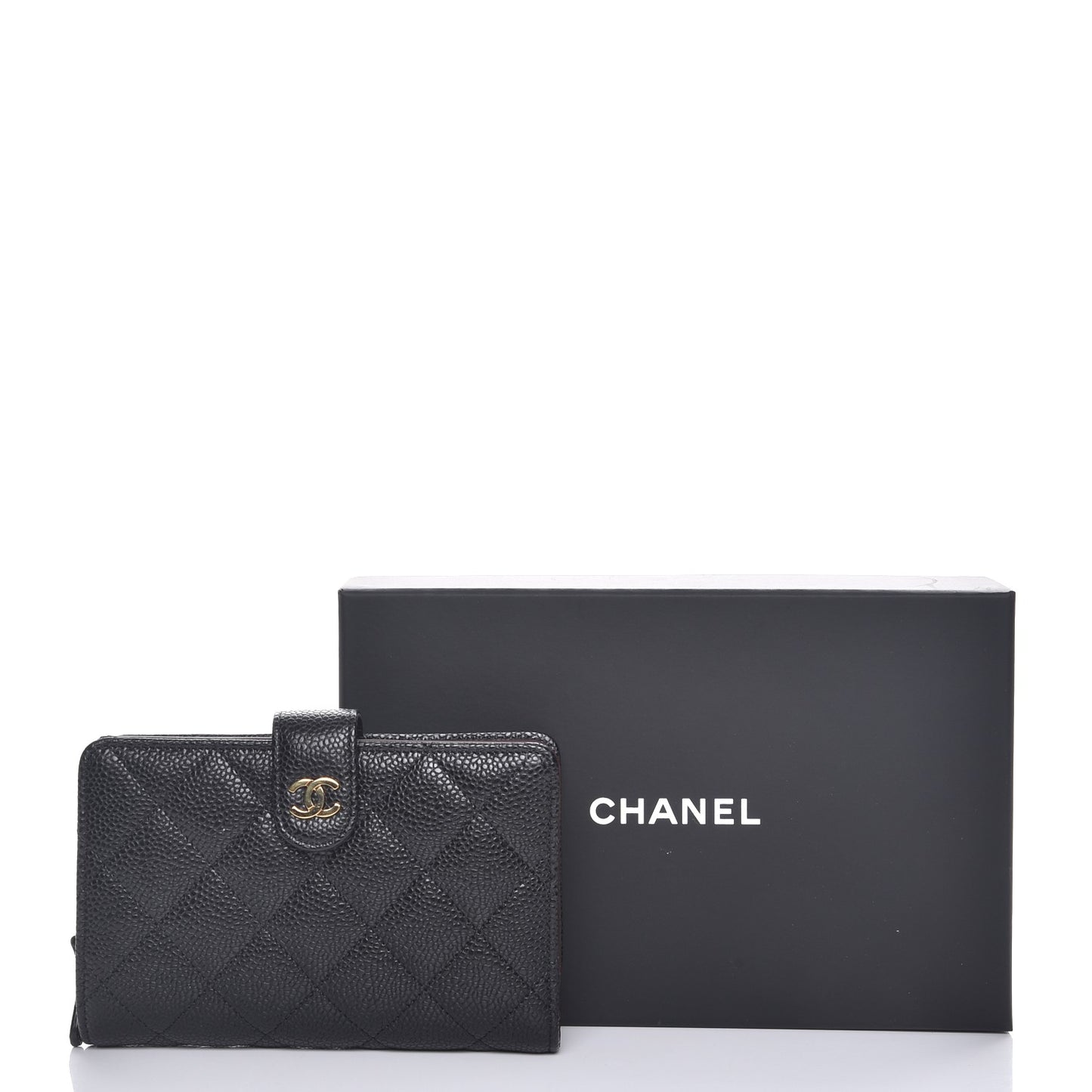 Caviar Quilted Zipped Pocket Wallet Black