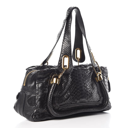 Chloe Python Calfskin Paraty East West Shoulder Bag Black 3 of 12