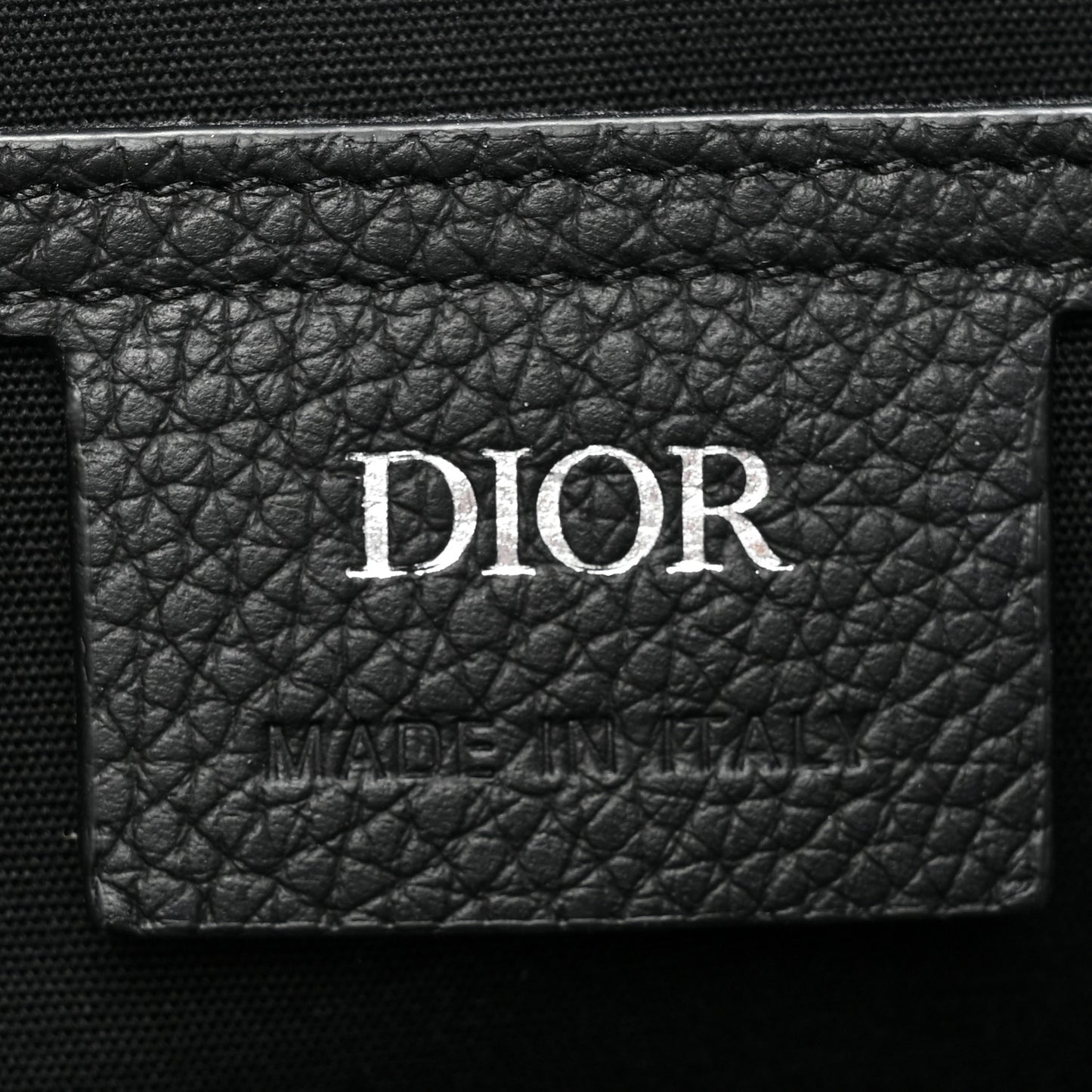Oblique Jacquard Grained Calfskin Saddle Pouch With Strap Black