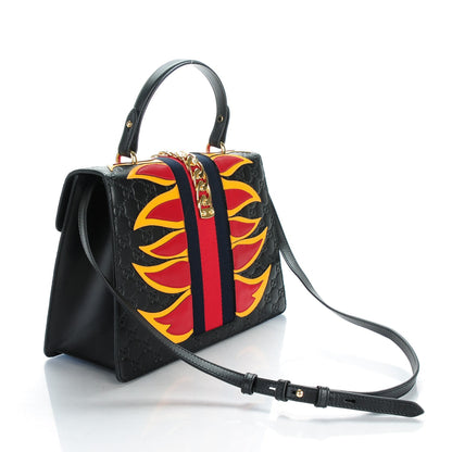 Gucci Guccissima Signature Medium Sylvie Top Handle Bag Black 3 of 7