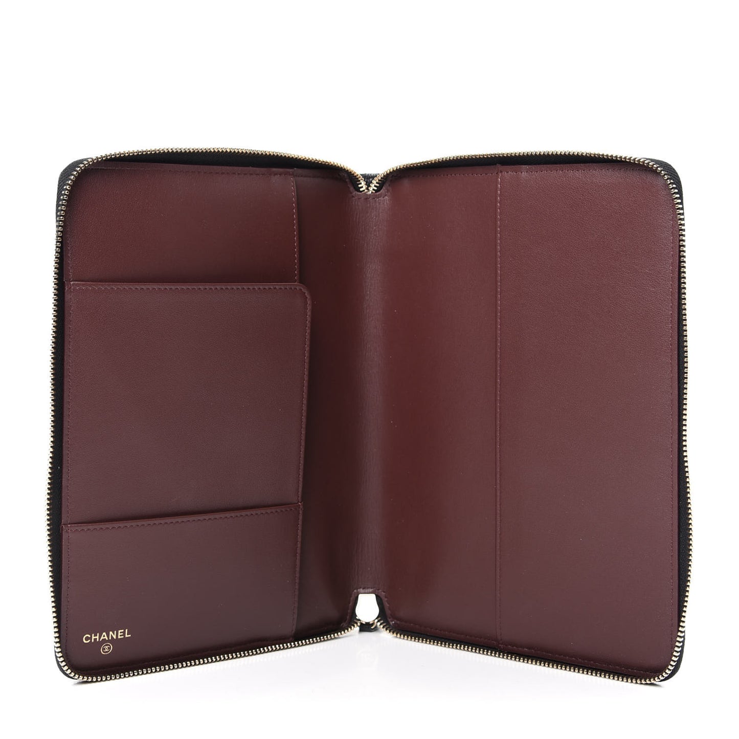Caviar Quilted Zip Around Notebook Agenda Cover Black