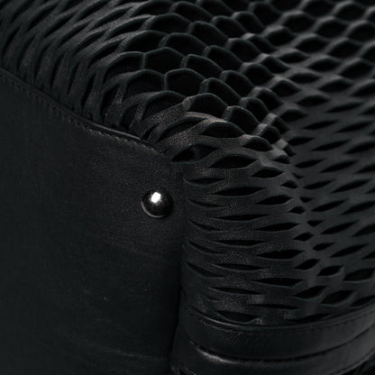 Chanel Calfskin Laser Cut Perforated CC Tote Black 11 of 12