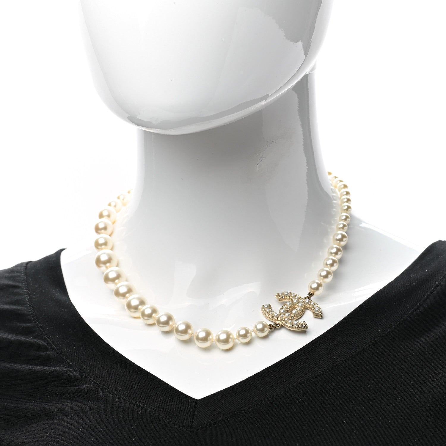 Chanel Pearl CC 100th Anniversary Necklace Light Gold 2 of 7