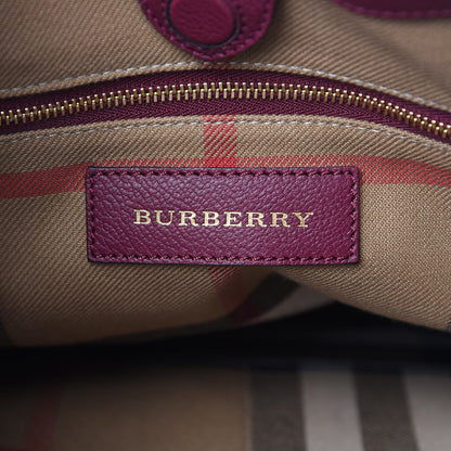 Burberry Soft Grain Calfskin Bi-Color Small Elmstone Hobo Dark Plum Dusty Pink 6 of 13