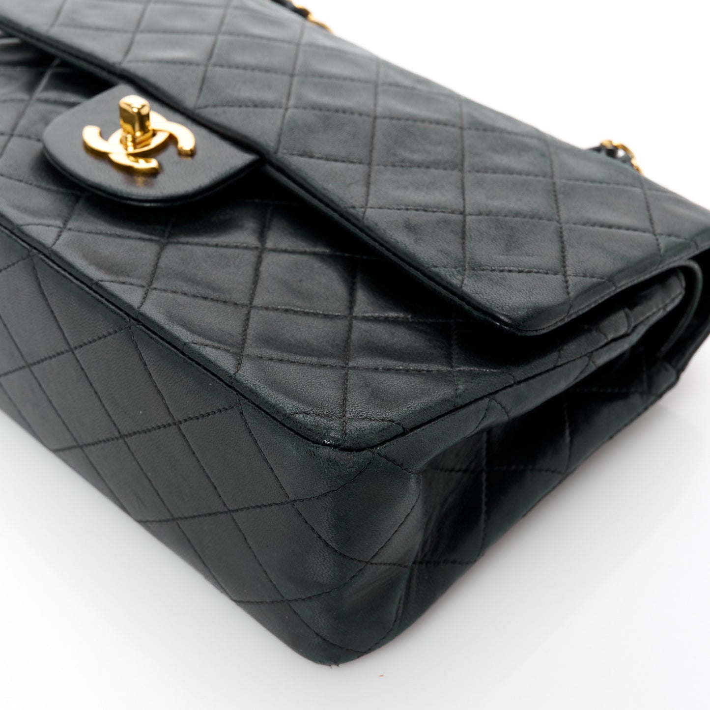 Lambskin Quilted Medium Double Flap Black