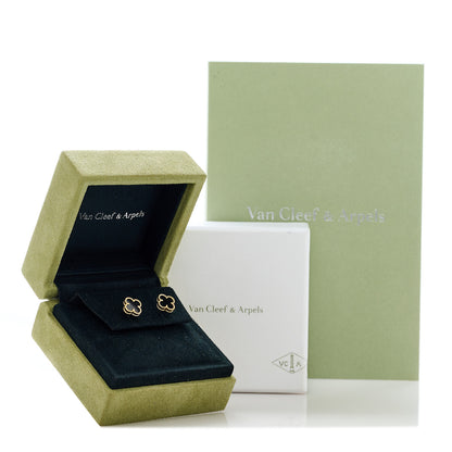 Van Cleef & Arpels 18K Yellow Gold Black Onyx Sweet Alhambra Earrings 2 of 5