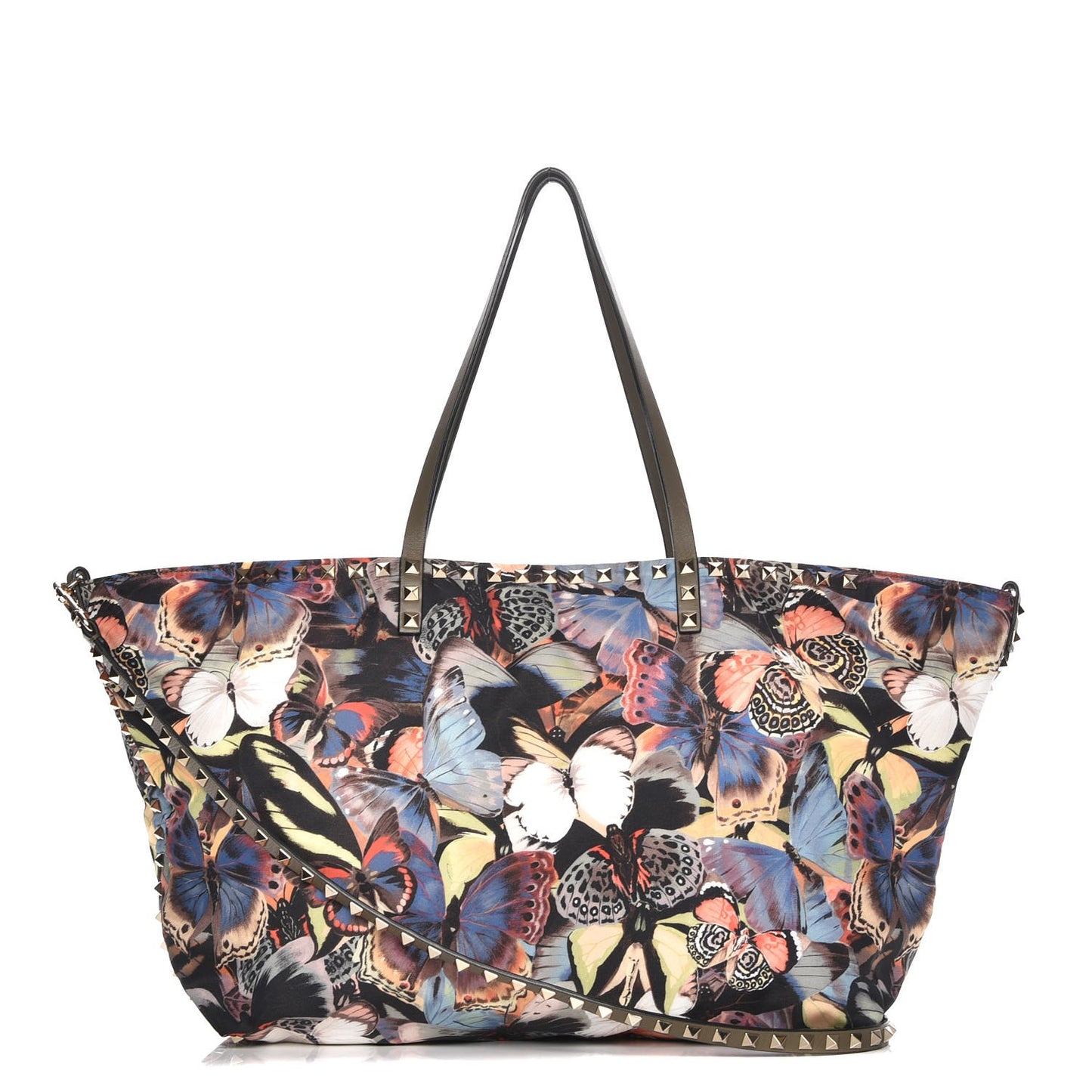 Nylon Camubutterfly Rockstud Crossbody Tote Multicolor