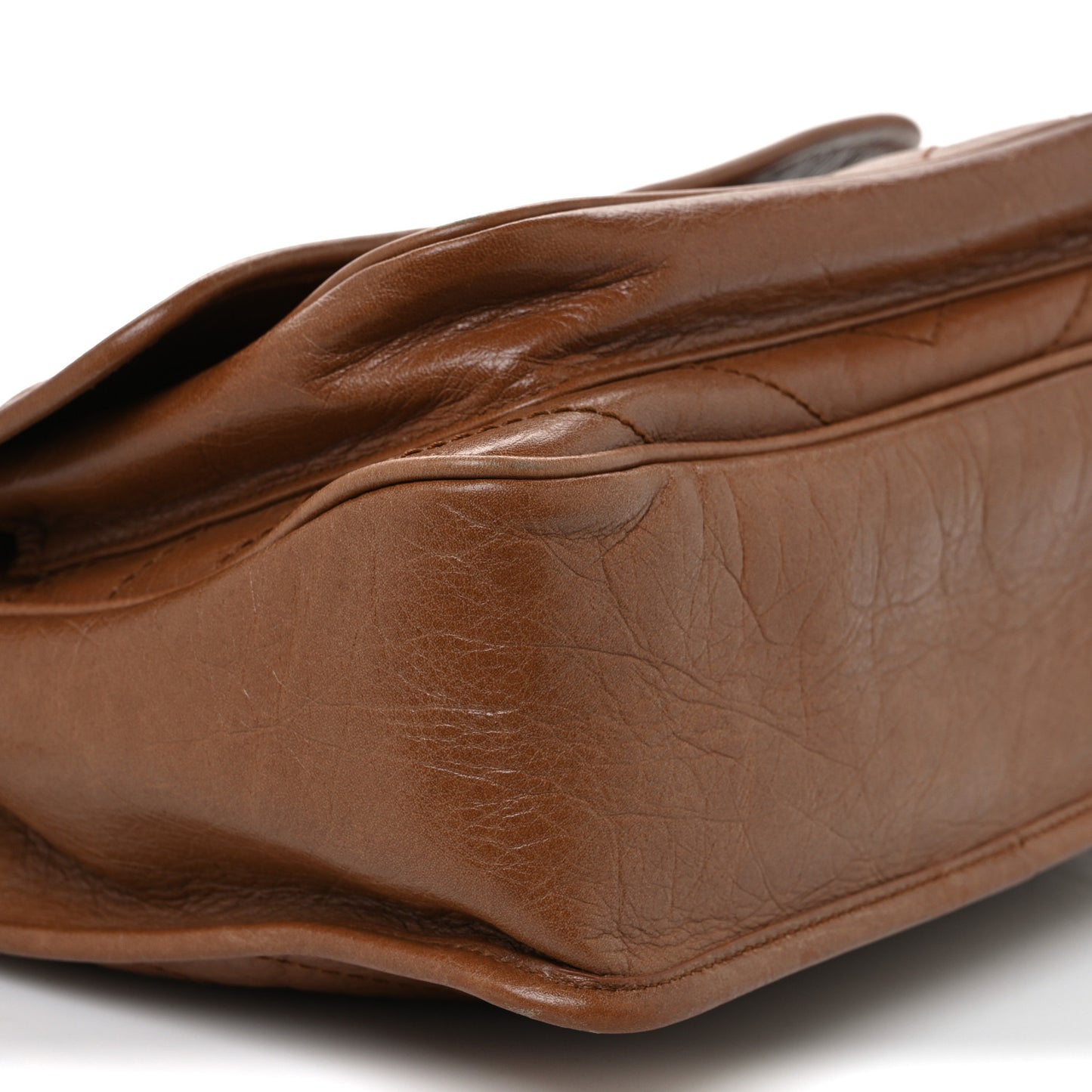 Crinkled Calfskin Matelasse Monogram Medium Niki Chain Satchel Light Caramel