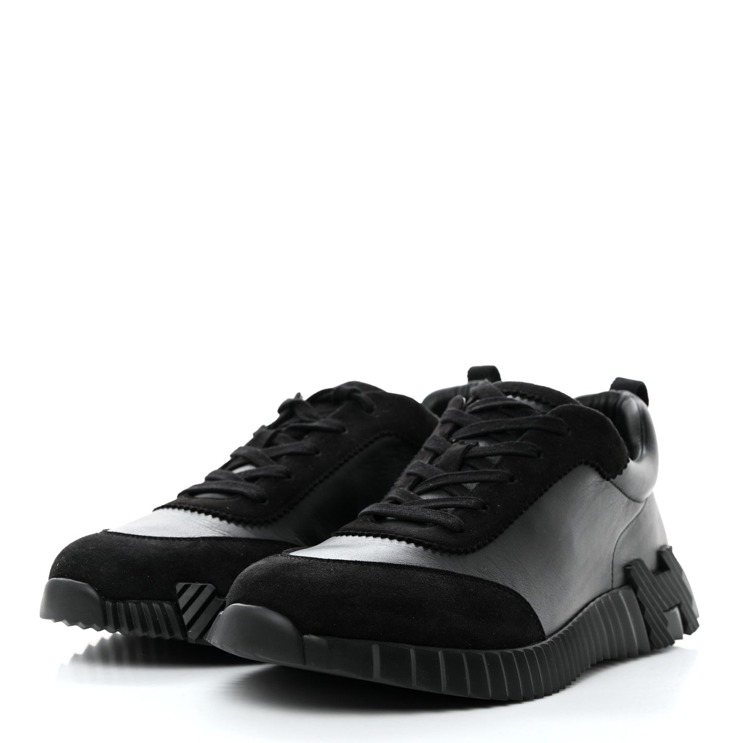Calfskin Suede Goatskin Bouncing Sneakers 45 Black