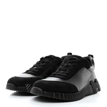 Hermes Calfskin Suede Goatskin Bouncing Sneakers 45 Black 3 of 8