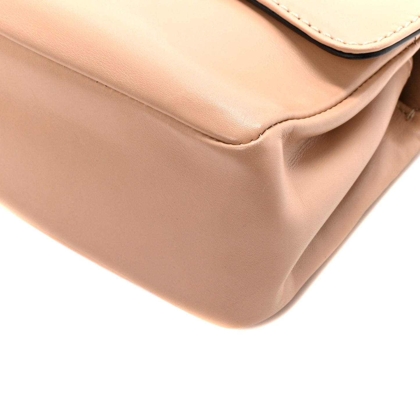Vitello Rockstud Flip Lock Shoulder Flap Bag Beige