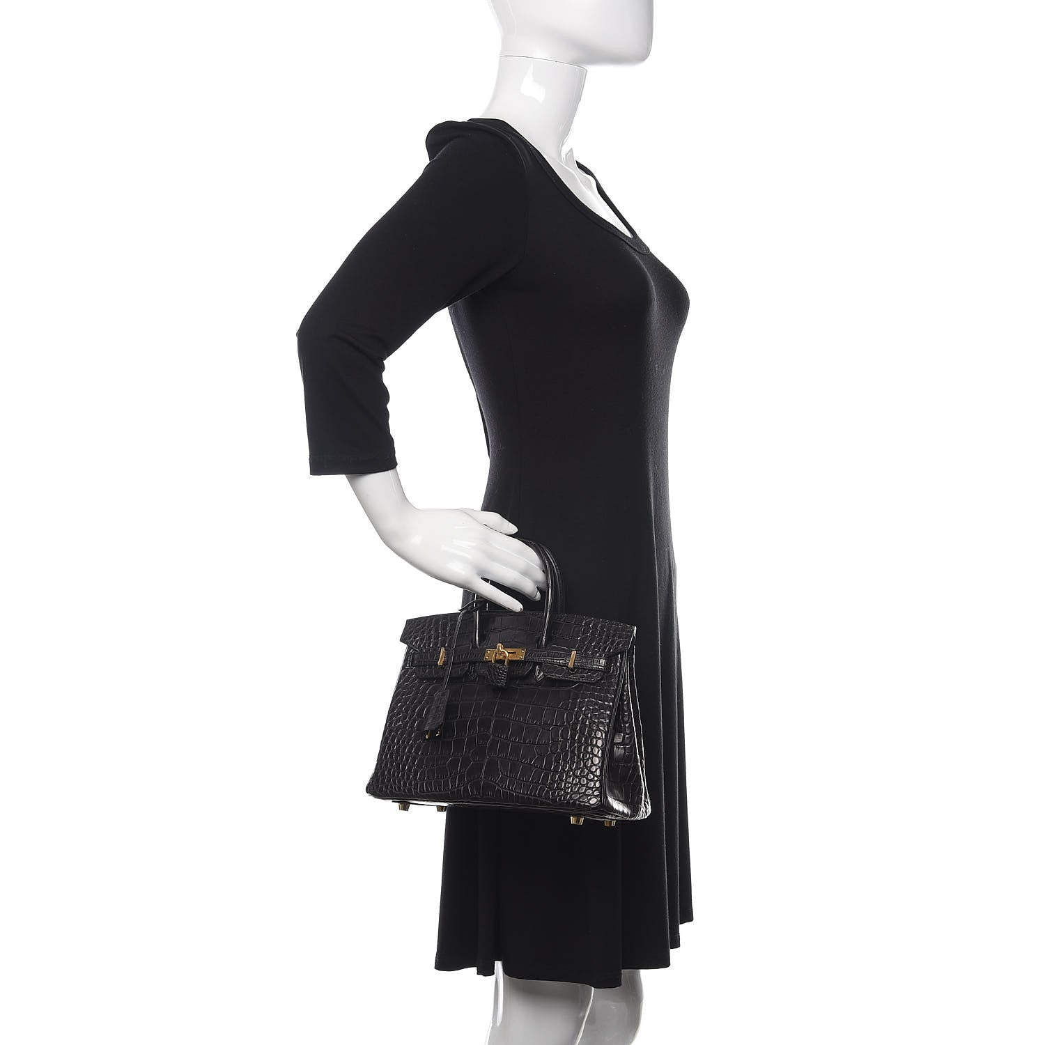 Hermes Matte Alligator Birkin 25 Black 2 of 32