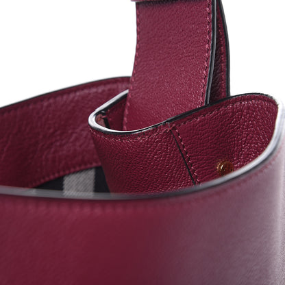 Burberry Soft Grain Calfskin Bi-Color Small Elmstone Hobo Dark Plum Dusty Pink 12 of 13