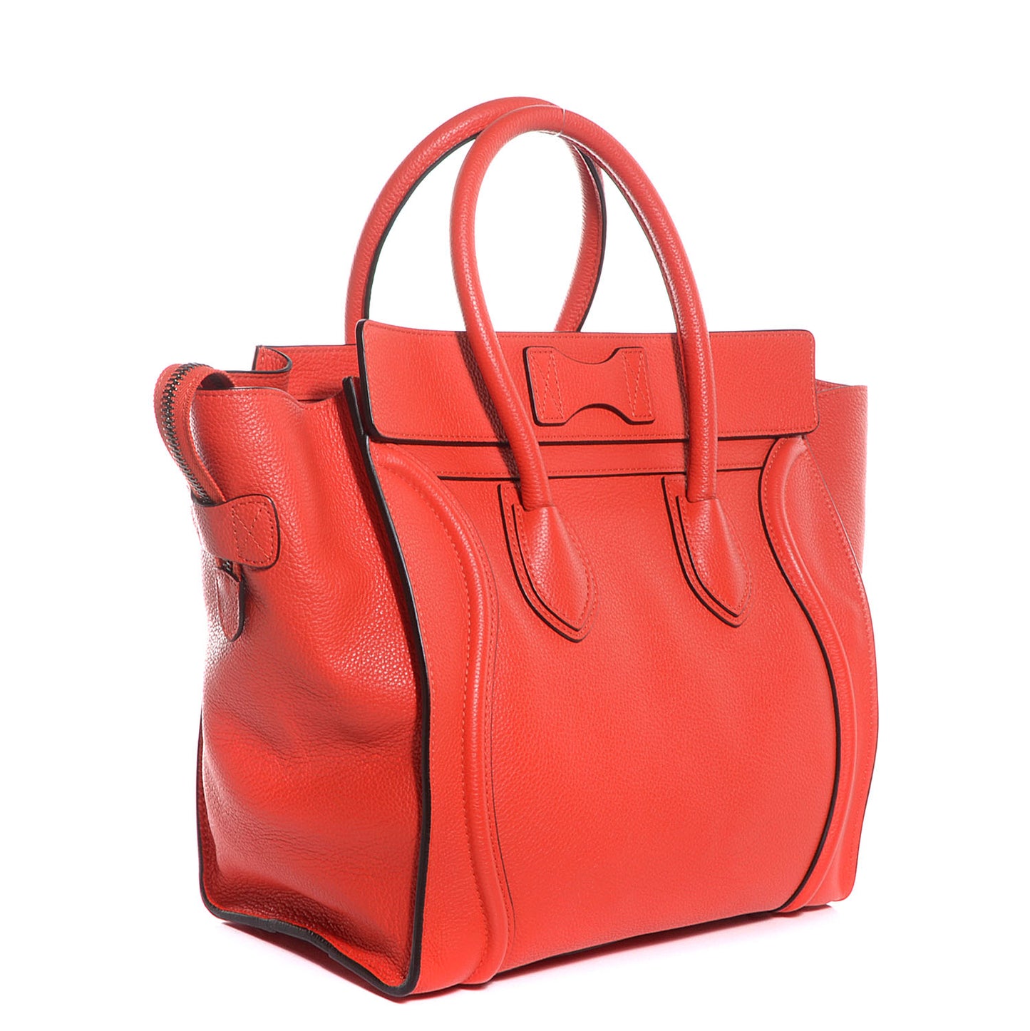 Drummed Calfskin Mini Luggage Bag Vermillion