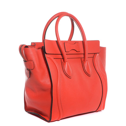 Celine Drummed Calfskin Mini Luggage Bag Vermillion 3 of 9