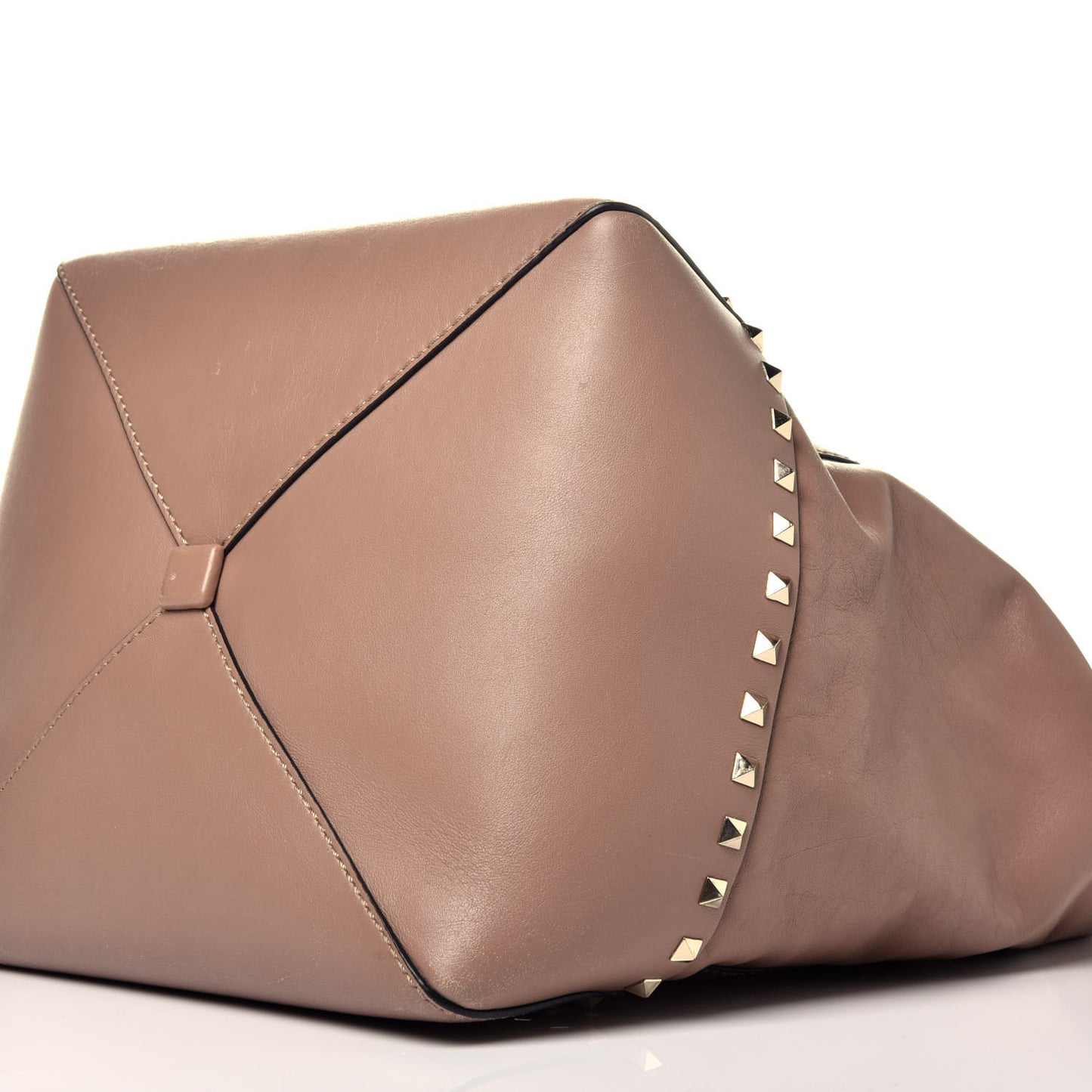 Calfskin Rockstud New Dome Bucket Tote Poudre