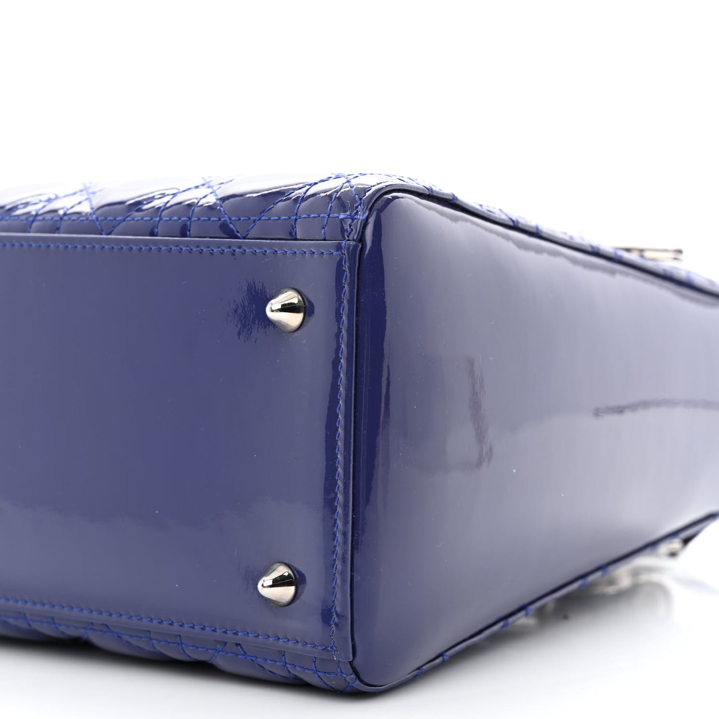 Patent Cannage Medium Lady Dior Blue