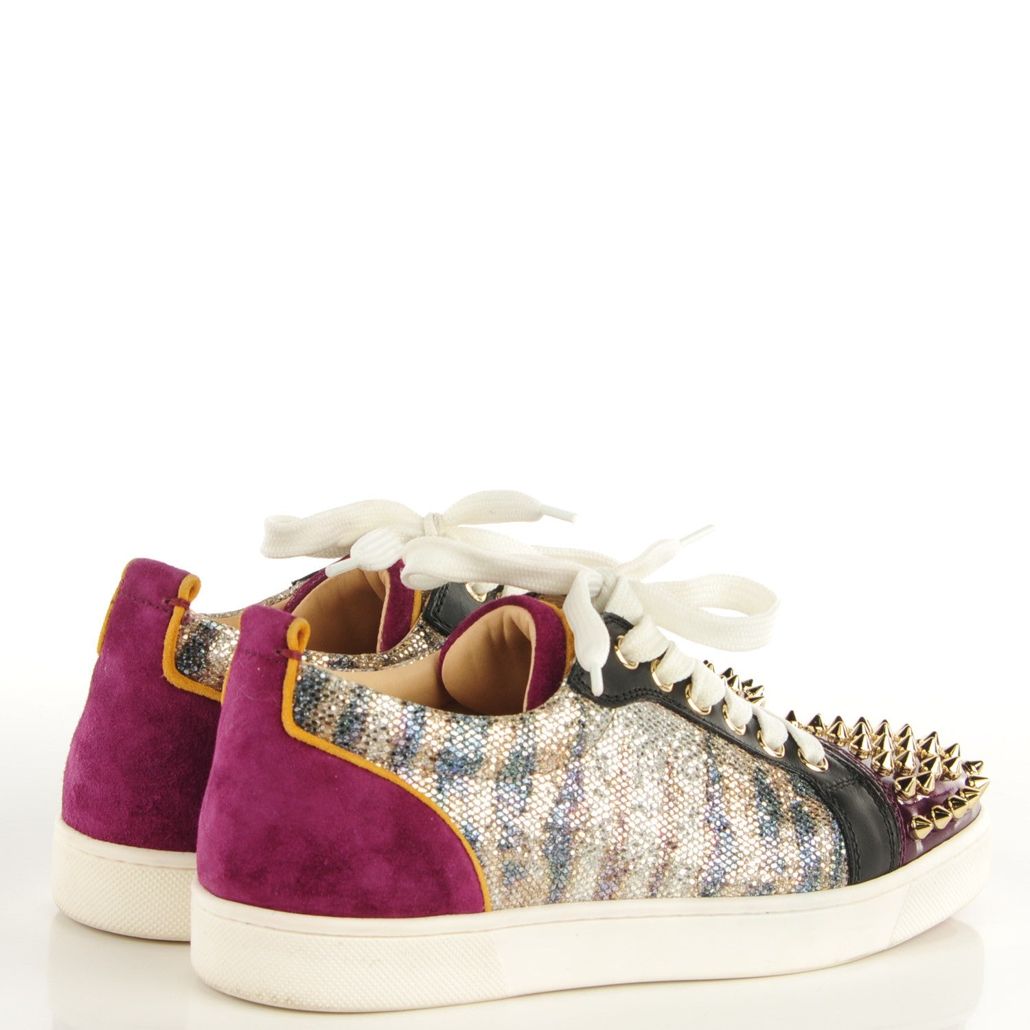 Christian Louboutin Patent Suede Calfskin Louis Spikes Flat Sneakers 36.5 Purple 4 of 6